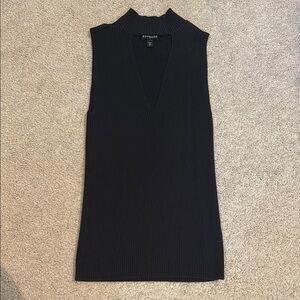 Express keyhole front mockneck Black Knit Top